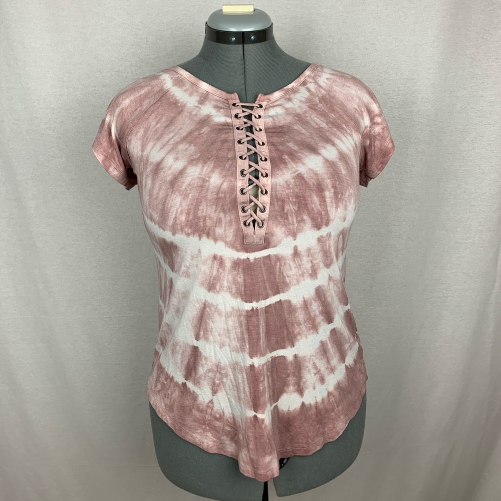 Tie-Dye Lace-Up Women's Top - Pink
